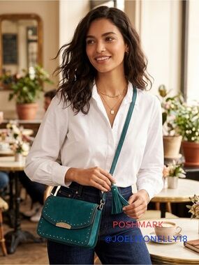 kate spade Teal Suede Crossbody with Tassel and Studs 💚💚💚🎀